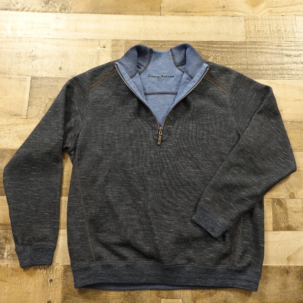 Tommy Bahama quarter‎ zip pullover men's extra large heather navy